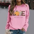 thumbnail image 2 of Wang6 Womens Thanksgiving Graphic Sweatshirts Trendy"Love"Letter Printed Long Sleeve Crew Neck Pullovers Comfy Fall Loose Fit Solid Tshirts Tops Pink L, 2 of 4