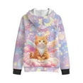 thumbnail image 5 of Xoenoiee Cat Wings Cloud Moon Star Print Hoodies for Teen Girls Active Pullover Fleece Full Zip Sweatshirts Outfits Casual Sport Shirt with Kids Clothing Hooded Jumper with Pocket, 8-10 Years, 5 of 7
