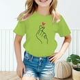 thumbnail image 2 of Toddler Shirts Kid Leisure Graphic Fashion Round Neck Short Sleeve Tee Summer Wear Girls Tops Light Green 11 Years-12 Years, 2 of 5