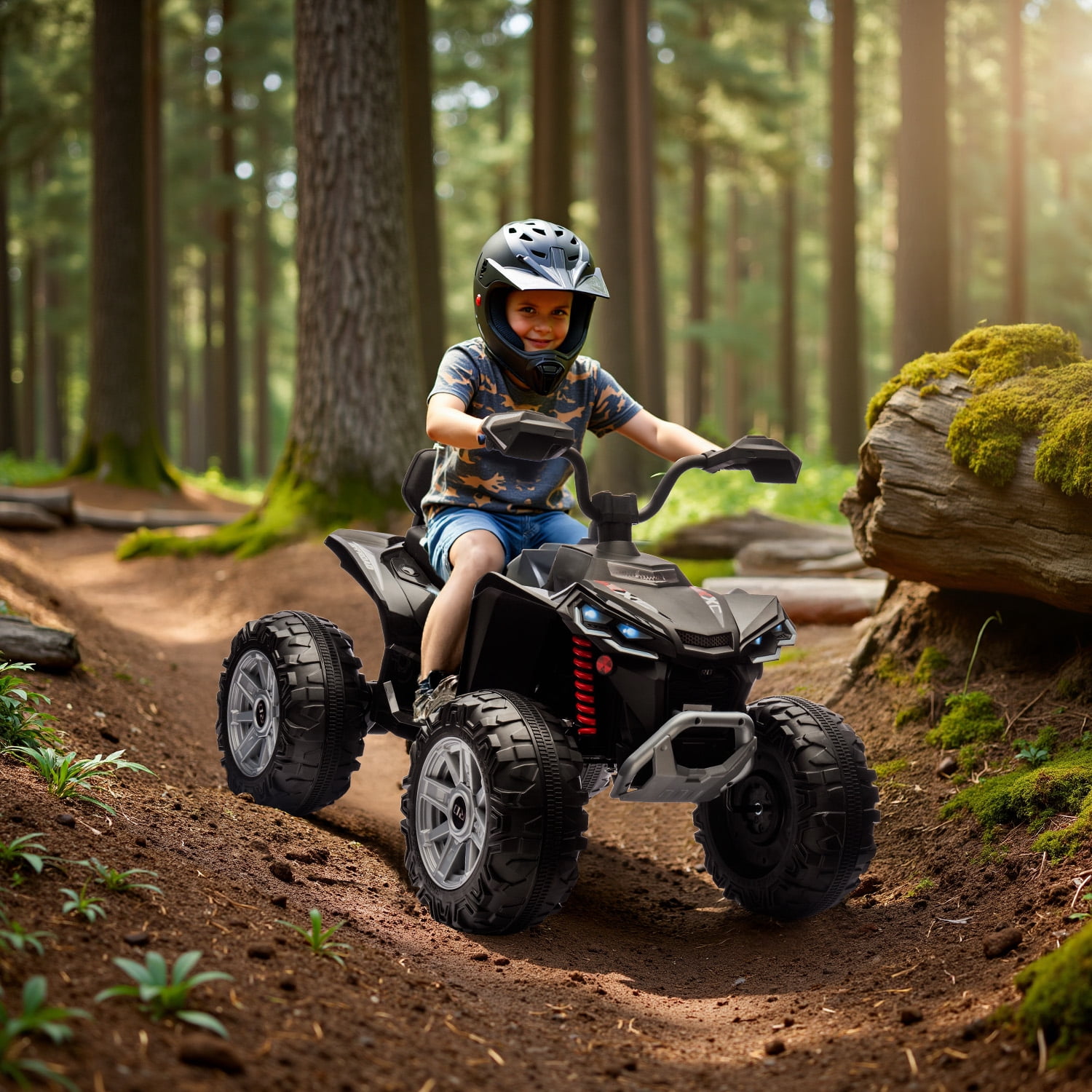 MUKIDY 24V Kids ATV 4-Wheeler, 24 Volt Ride on Toy for 3-8 Kid w/ 2x200W Motor, 5Mph Max Speed - Black