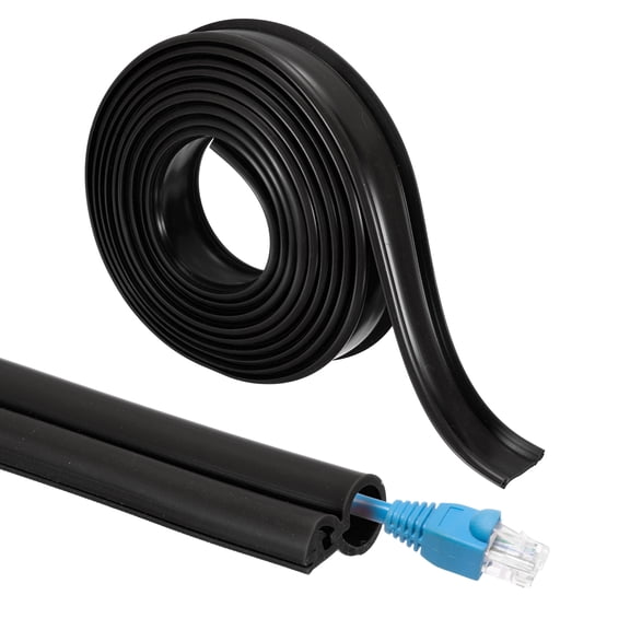 Uxcell Wires Hider, 10 Feet Long 1/4" Inner Dia Flexible Silicone Cord Cover Snap-fit Cable Protector (Black)