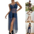 thumbnail image 2 of Yokua Women Sexy Sleeveless Mesh See Through Star Sequins Beach Long Dress Cover Up, 2 of 17