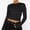 Black, variant on Womens Long Sleeve T Shirts Basic Scoop Neck Crop Tops Casual Slim Fitted Clothes Thermal Tee