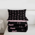 thumbnail image 5 of Erosebridal Ribbon Princess Bowknot Twin Comforter Sets,Kawaii Bow Bedding Set For Girls Teens,Pink Black, Reversible 2 Pieces, 5 of 7