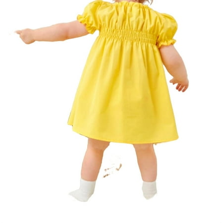 

Cute Plain Stand Collar A Line Short Sleeve Yellow Baby Dresses (Baby s)