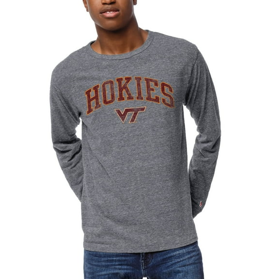 Men's League Collegiate Wear Heather Gray Virginia Tech Hokies 1965 Victory Falls Long Sleeve Tri-Blend T-Shirt