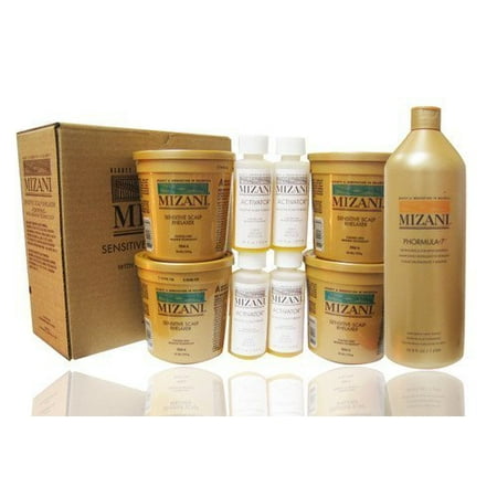 Mizani Sensitive Scalp Relaxer 4 Application Kit + Phormula7 33.8oz (Best Hair Relaxer For Sensitive Scalp)