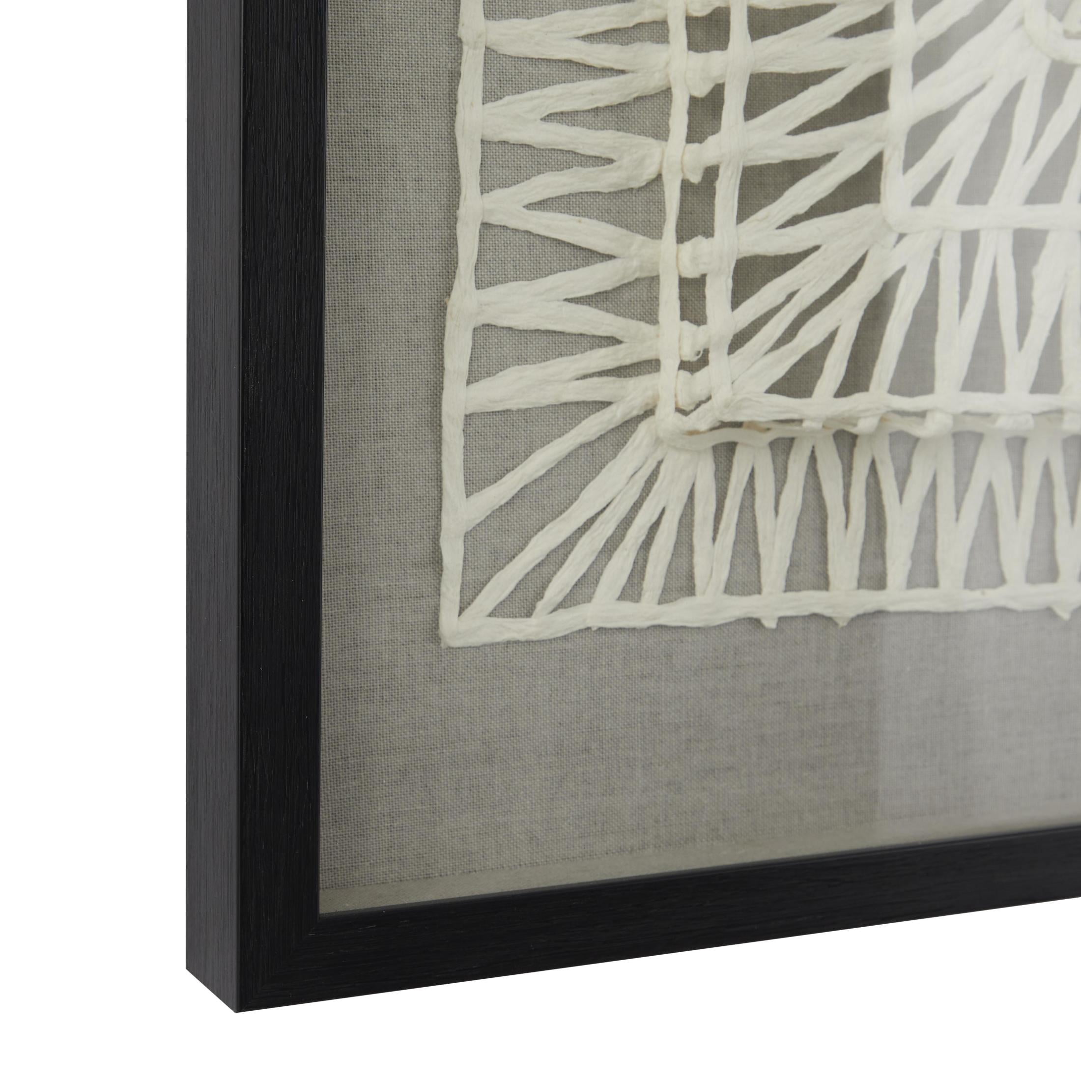 20"W, 39"H White Geometric Handmade 3D Origami Shadow Box with Black Frame, by DecMode (2 Count)