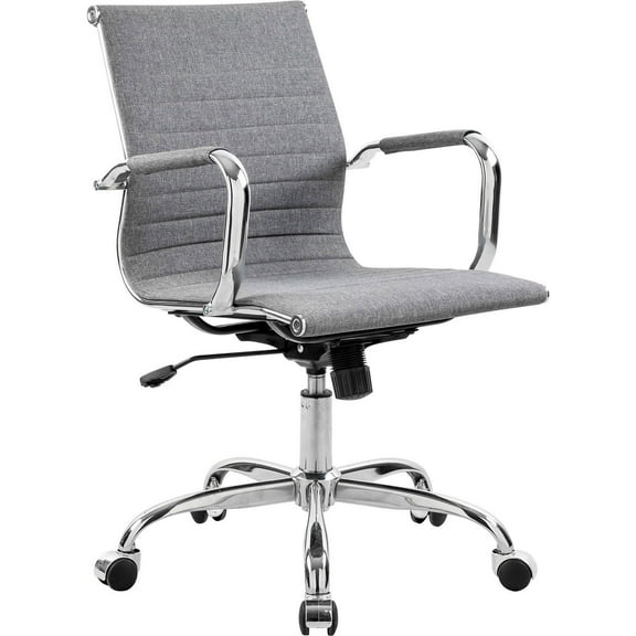 Interion Conference Room Chair with Mid Back & Fixed Arms Fabric Gray