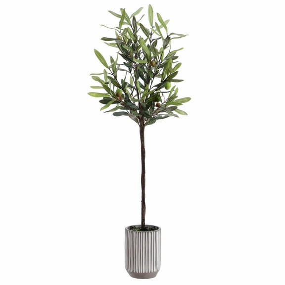 SAFAVIEH Faux 36 Inch Olive Potted Tree, White/Grey