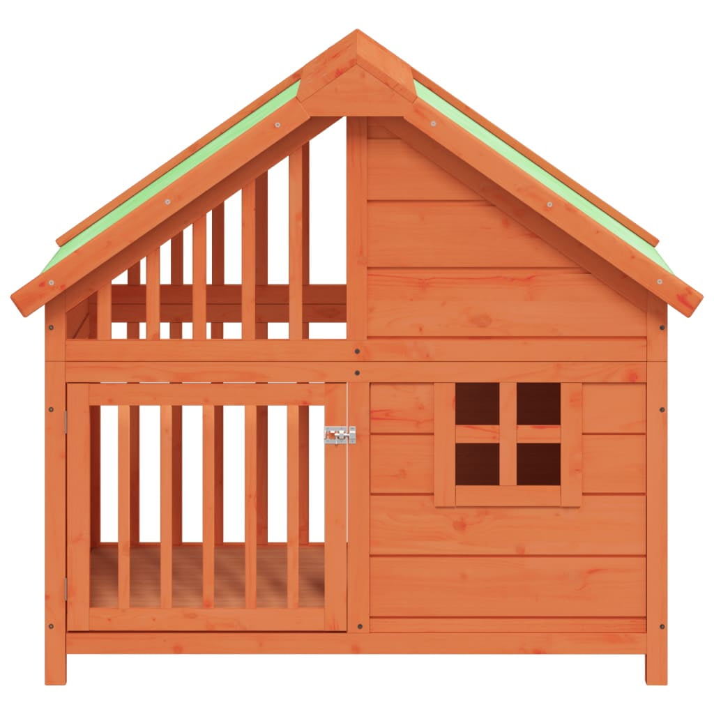 vidaXL Dog Kennel Brown 37.8"x23.8"x34.3" Solid Wood Pine