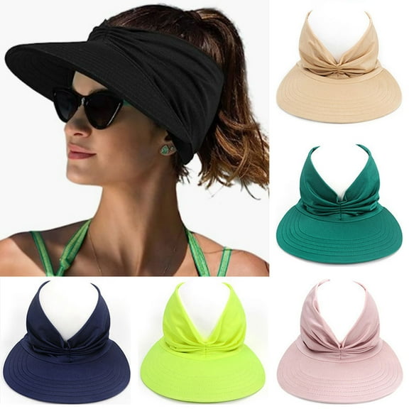 Womens Sun Visor Hat Wide Brim Summer UPF 50 UV Protection Beach Sport Cap