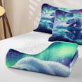 thumbnail image 4 of Castle Fairy Wildlife Aurora Polar Bear Twin Quilt Set for Teens,Icy Lake Snow Mountain Twin Coverlet Set,Mint Purple White, 4 of 7