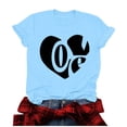 thumbnail image 2 of Meichang T-Shirt de la Saint-Valentin pour Femmes Imprimé Cœur T-Shirts Mignons Col Rond Manches Courtes T-Shirts de Vacances Saint-Valentin, 2 of 4