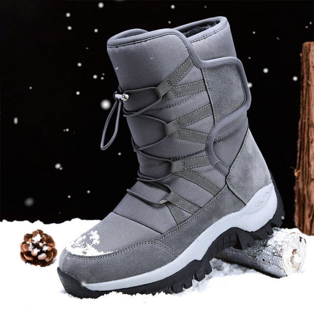 Botas de nieve de invierno botines de tobillo de caña alta para hombre acogedor para senderismo escalada camping