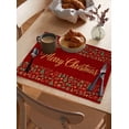 thumbnail image 3 of Merry Christmas Tree Placemats Set of 12 Red Background Gift Star Winter Heat Insulation Washable Place Mats, Rustic Non-Slip Table Mats for Dining Table Party Kitchen Decor,13x19 Inch, 3 of 4