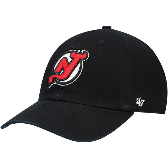 Men's '47 Black New Jersey Devils Primary Logo Clean Up Adjustable Hat