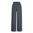 thumbnail image 4 of Patlollav Women Summer High Waisted Cotton Linen Palazzo Pants Wide Leg Long Lounge Pant Trousers with Pocket, 4 of 6