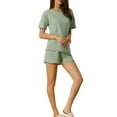 thumbnail image 4 of Unique Bargains Womens Lounge Sets Short Sleeve with Shorts Pullover Jogger Tracksuits S Green, 4 of 6
