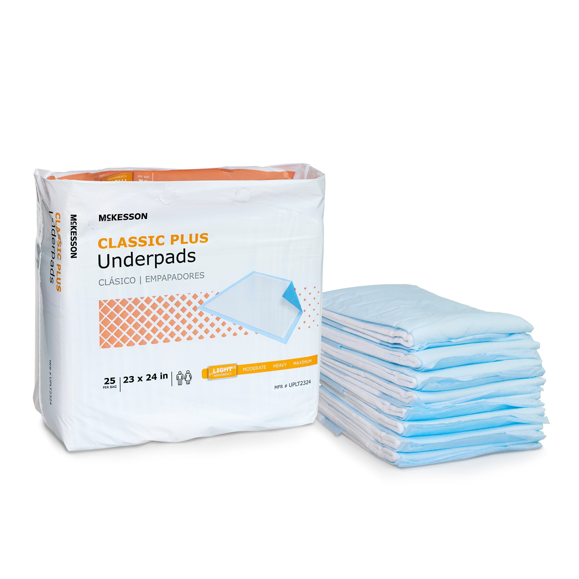 McKesson Classic Plus Disposable Underpads Fluff / Polymer 23 x 24' UPLT2324 25 pads