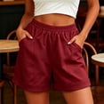 thumbnail image 4 of Womens Cotton Shorts High Waisted Comfy Athletic Solid Shorts with Pockets Loose Fit Daily Shorts, 4 of 6
