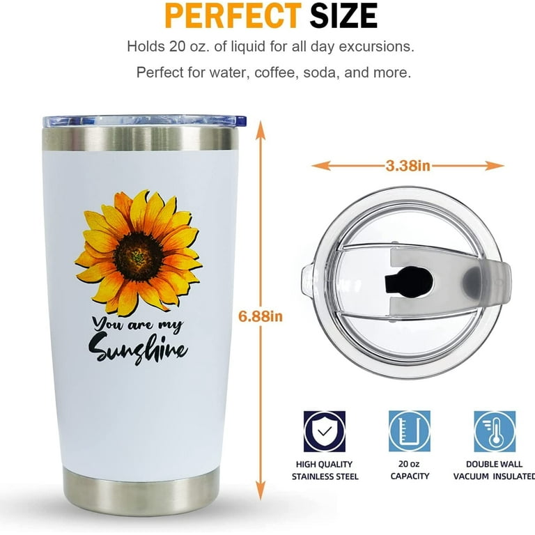 Sunflower Tumbler with Lid and Straw - Cute Sunflower Tumbler