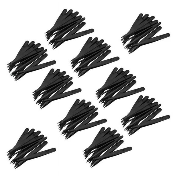 100 Pcs Black Plastic Tip Anti Static Tweezer 12cm Length