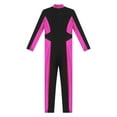 thumbnail image 6 of Alvivi Kids Girls Metallic Color Block Jumpsuit Long Sleeve Zipper Dance Bodysuit Gymnastics Unitard Hot Pink 12, 6 of 7