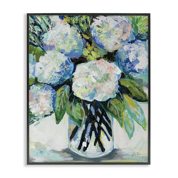 Stupell Industries Abundant White Hydrangeas Botanical & Floral Painting Black Framed Art Print Wall Art, 11 x 14