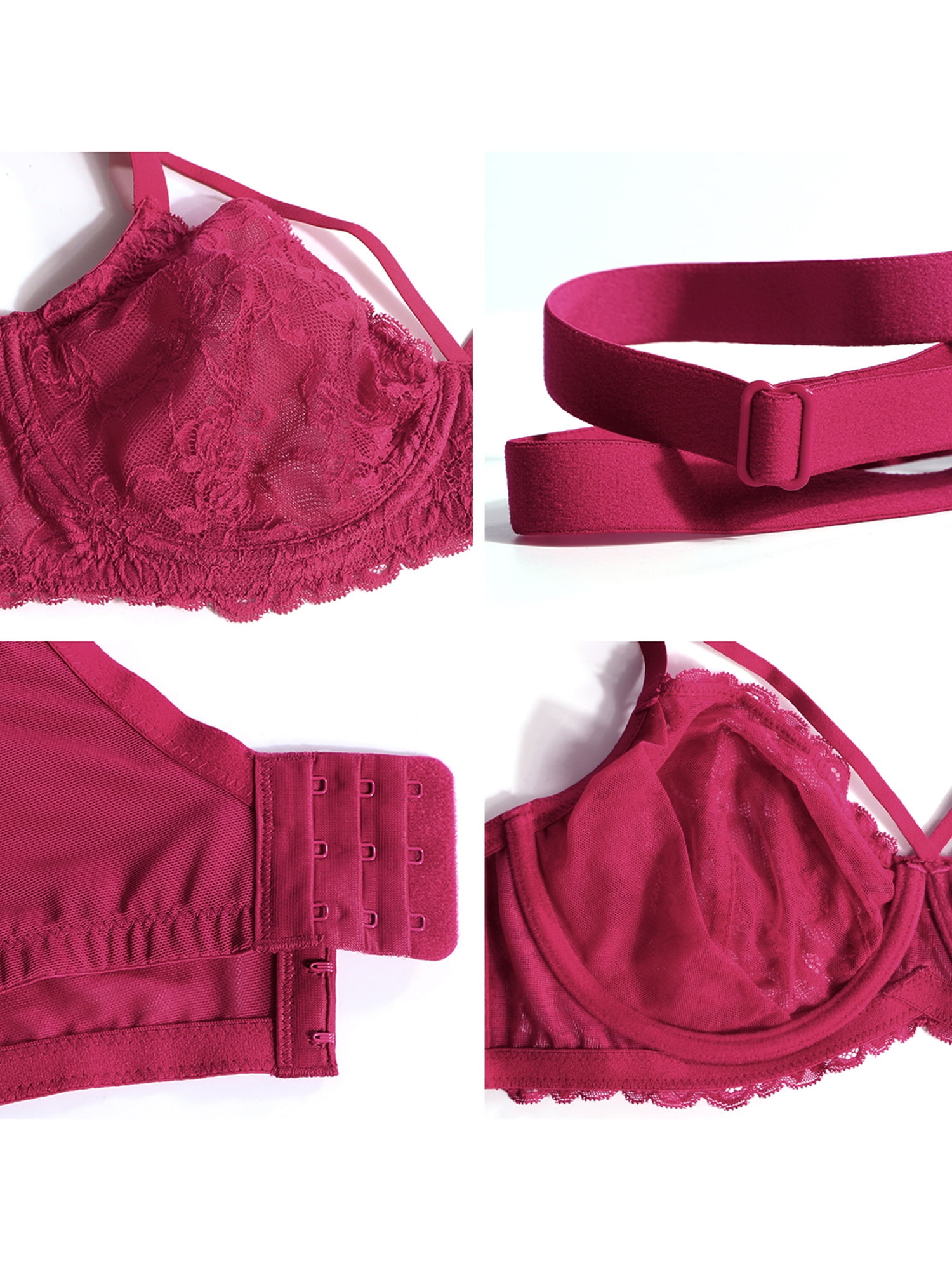 HSIA Womens Plus Size Bras Full Coverage Mesh Unlined Minimizer Bras Rose Red 40DD