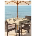 thumbnail image 3 of Outdoor Tablecloths with Umbrella Hole & Zipper, Beige Khaki Boho 54x54 Inch Square Tablecloths, Vintage Ethnic Tribe Abstract Art Retro Waterproof Table Cloth, Patio/Pool/Picnic Table Covers, 3 of 8