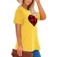 thumbnail image 2 of Anbech Plaid Heart Plus Size T-Shirts for Women Graphic Red Heart Print Short Sleeves Tees Plus T-Shirt with Round Neck, 2 of 4