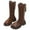 F-Brown1004, variant on JaJaho Girls Boots Winter Warm Lined Long Boots For Kids Toddler Girls Casual High Knee Boots Non- Durable 3.5 To 12 Years Solid Color Lovely Shoe