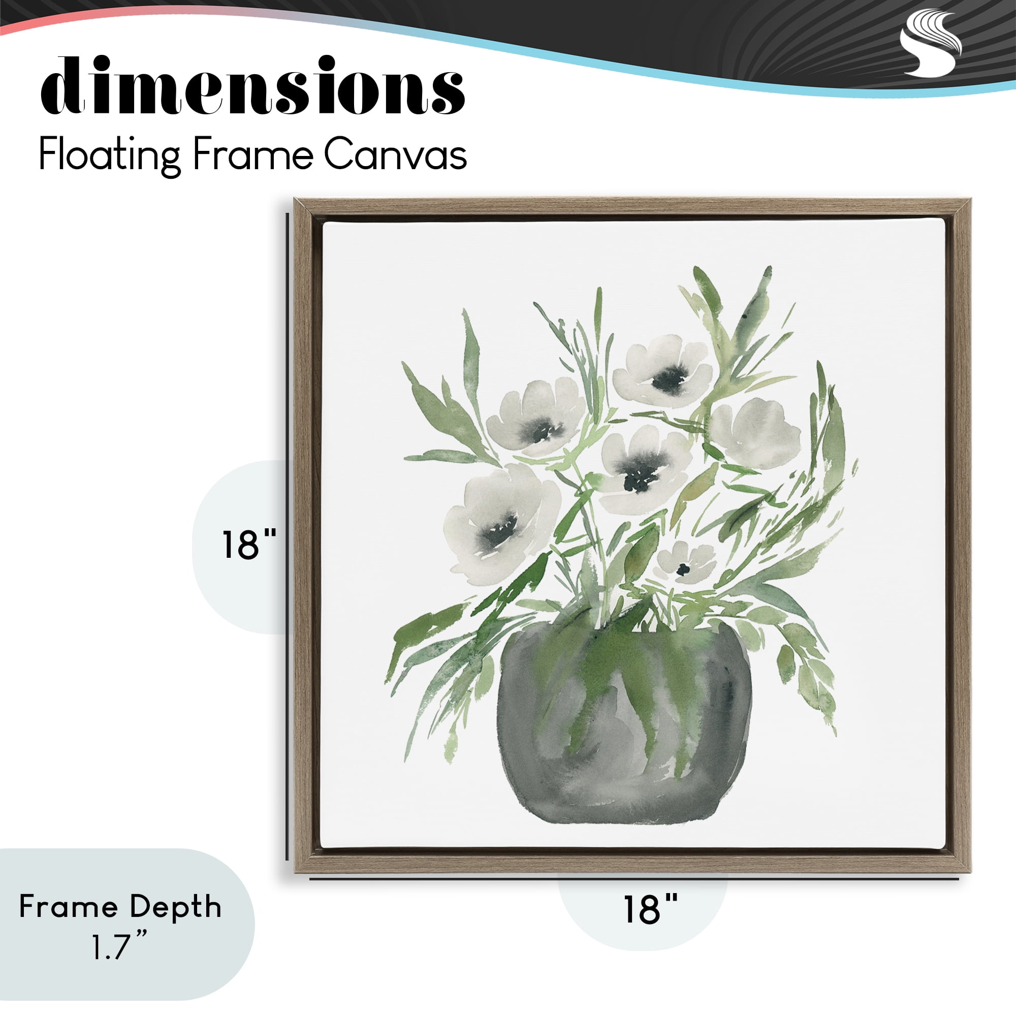 Stupell Industries Soft White Anemones Brown Framed Floater Canvas Wall Art, design by Lucille Price