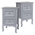 thumbnail image 5 of Tcbosik 2 Pack Bedside Tables - Modern Nightstand for Bedroom, Compact End Table with 2 Drawers, Country Style, Gray, 5 of 8