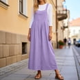 thumbnail image 2 of vigerkar Overall Dress for Women Summer Long Jumper Dress Adjustable Strap A Line Pinafore Maxi Dresses with Pockets (Light Purple, XL), 2 of 5