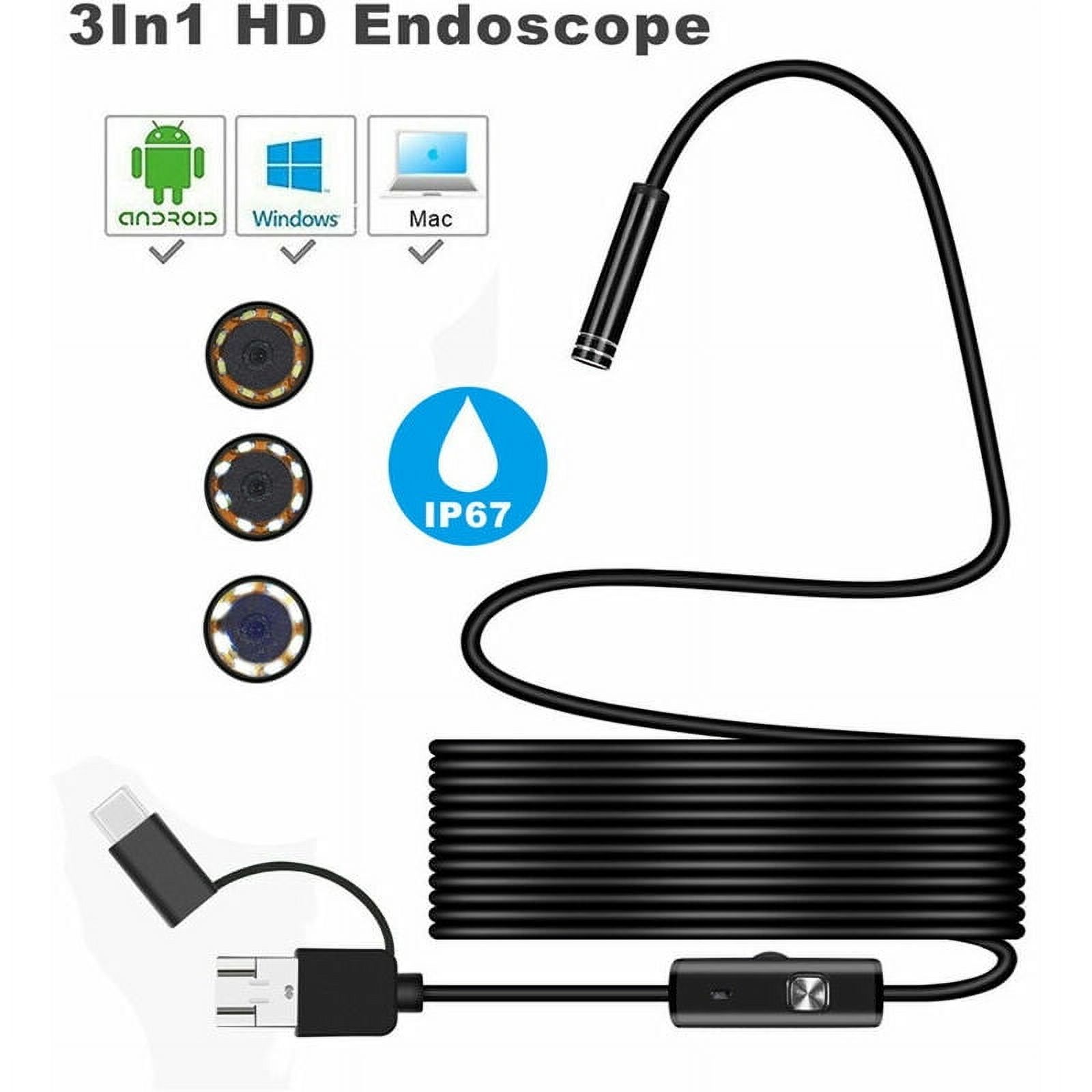 Android USB Type-C endoscope; Waterproof 6 LED high-definition detection camera; IP67 endoscope camera suitable for Android; 3in1 Mini Camera Fi Compatible with Android/Windows
