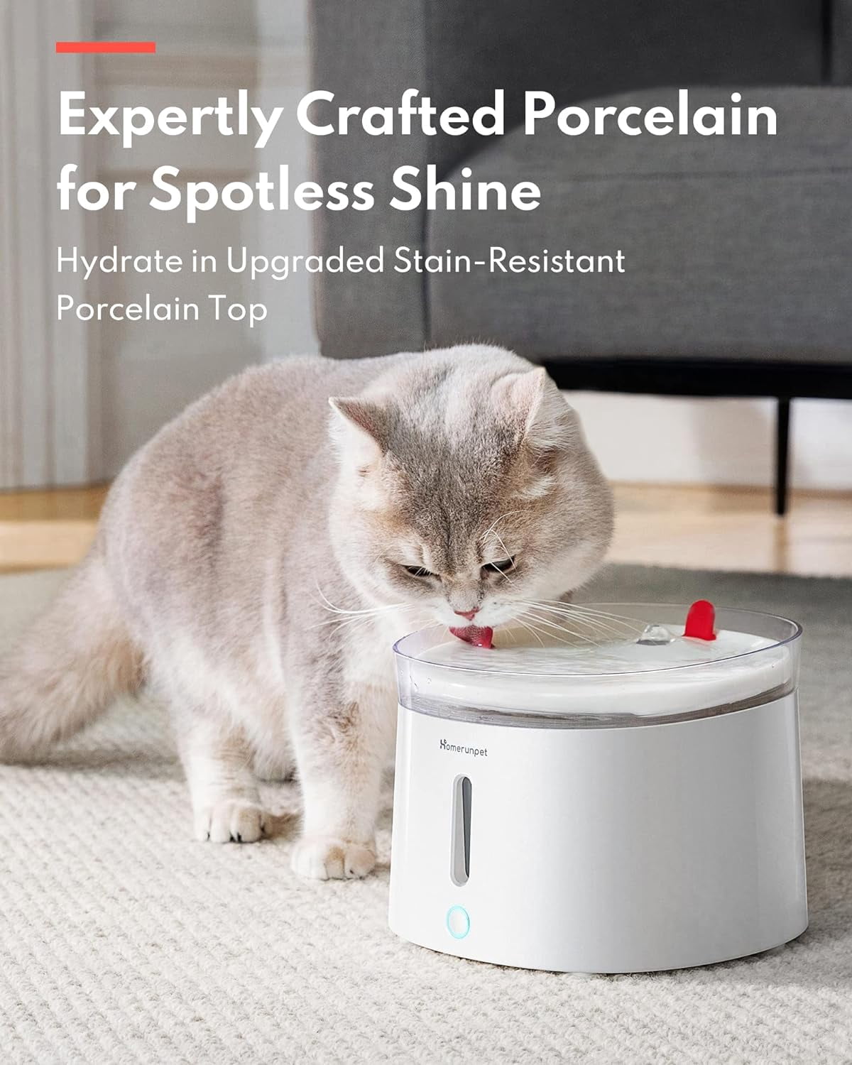 HomeRunPet Silent Cat Water Fountain, Dishwasher Safe Tray,  Automatic Fountain for Cats and Dogs, 68 oz, Easy Clean, Wireless Pump