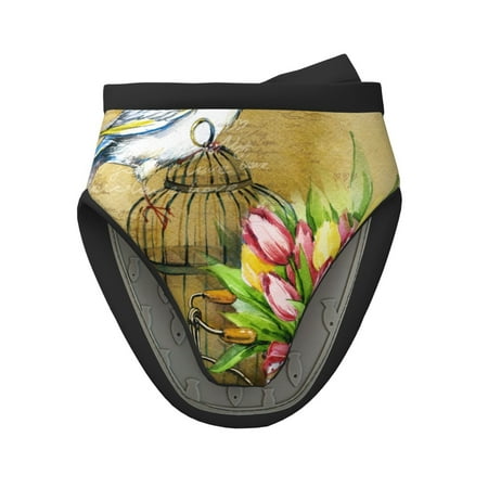 

Pofeuu Watercolor Canary Bird Print Thickened Mini Silicone Oven Mitts Heat Resistant Rubber Oven Mitt Gloves Finger Pinch Grips Pot Holder Silicone Potholder
