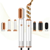 6-in-1 Ionic Hair Dryer Brush with Brushless Motor & Auto-Wrap Air Styler - Complete Hot Air Kit for Curling, Straightening & Volumizing (White Gold)