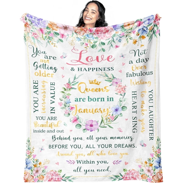 LHSHID Birthday Gifts for Women Blanket January Birthday Gifts for Women Mom Girls Daughter Wife Best Friend Birthday Gifts Gifts for Women Birthday Unique Friend Birthday Gift for Women 50x60in