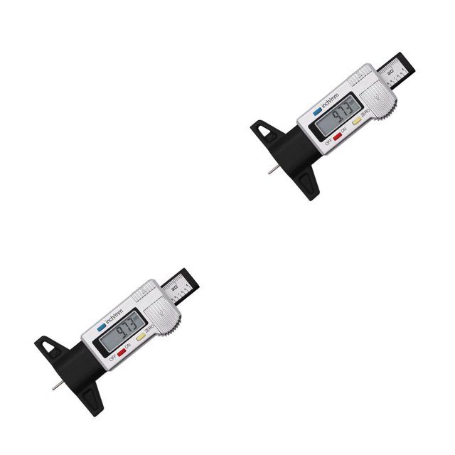 Wisewang Tire Thread Depth Vernier Caliper Digital Display 0-25.4mm Meter Wheel Automobile Detection Resettable Marking Gauge Silver 2Set