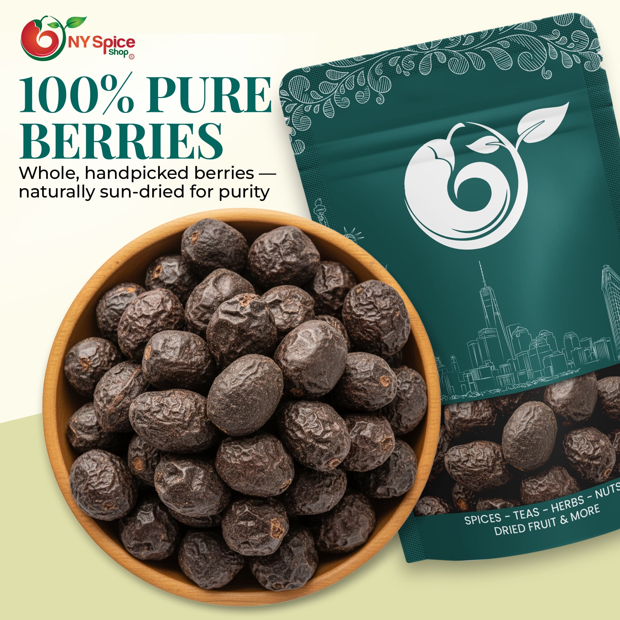 NY Spice Shop Whole Saw Palmetto Berries - 08 Ounce - Serenoa Repens - Premium Dried Wildcrafted Fruit - Natural Botanical Ingredient