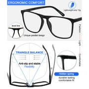 MARE AZZURO Oversized Reading Glasses Men Big Square Readers for Large Head 1.0 1.25 to 6.0 (3 Colors), Polycarbonate Lens