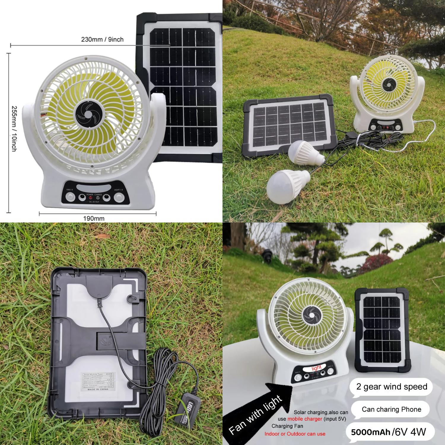 DUFDERIA Portable Solar fan Light Outdoor Camping Tent Picnic Barbecue Fishing Travel Rechargeable Solar Power Fan Lamp Table Desktop LED