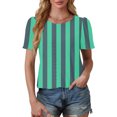 thumbnail image 3 of Puntoco Tops Blouses for women Clearance 2025,Womens Summer Tops 2025 Color Block Shirts Casual Crewneck Oversized Tshirts Ribbed Knit Tees Blouse Green S(S), 3 of 7