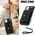 thumbnail image 5 of Case for iPhone 11, Crossbody Wristlet Case Wallet with RFID Blocking Card Slots KickStand Flip Folio PU Leather Magnetic Protective Cover Women for iPhone 11, Black, 5 of 9