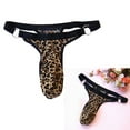 thumbnail image 2 of Men's Low Rise T Back G-String Thong with Animal Dots Print Bulge Pouches Lingerie Briefs Male Jockstrap Underwear, 2 of 7