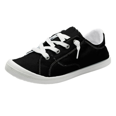 

MIASHUI Women s Canvas Shoes Vulcanize Soft Ladies Autumn Loafers Flat Shoes Sneakers Black 9