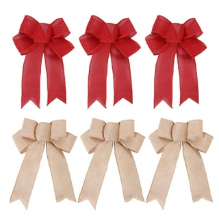30 Pieces Christmas Burlap Bows Natural Burlap Wreath Bows Burlap Bowknot  Rustic Bow Knot Handmade Decorative Bows with Rope for Christmas Tree